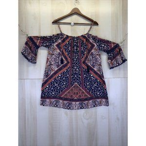 Mason Belle Off the Shoulder Boho Tunic Womens Top Large-9923